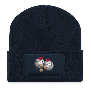 poule-de-petanque - comique - Beanie recyclé à patch - bleu marine - Devant