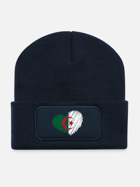 coeur Algérie drapeau - Beanie recyclé à patch - bleu marine