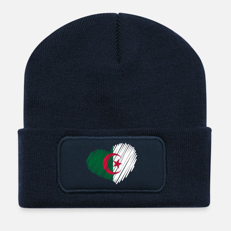 coeur Algérie drapeau - Beanie recyclé à patch - bleu marine