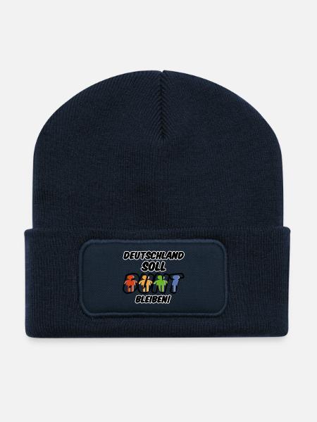 Buntes Deutschland Geschenk - Recycelte Patch Beanie - French Navy