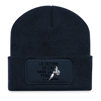 tattoo dans la peau - Beanie recyclé à patch - bleu marine - Devant