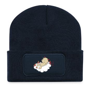 Engel_Teufel03 - Beanie recyclé à patch - bleu marine - Devant