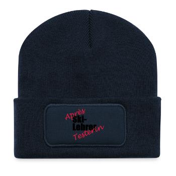 Apres Ski Lehrer Testerin - Recycelte Patch Beanie - French Navy - Vorne