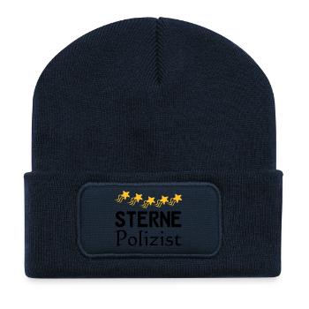 Sterne Polizist Geschenk - Recycelte Patch Beanie - French Navy - Vorne