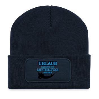 urlaub als beruf weltreise - Recycelte Patch Beanie - French Navy - Vorne
