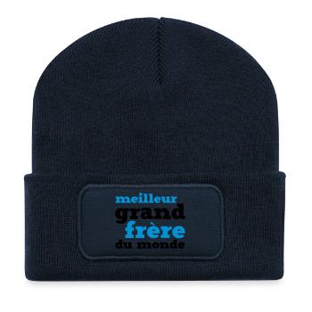 meilleur grand frère du monde - Beanie recyclé à patch - bleu marine - Devant