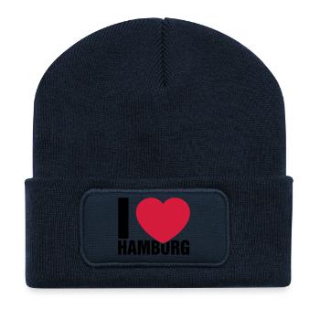 J'adore Hambourg - Beanie recyclé à patch - bleu marine - Devant