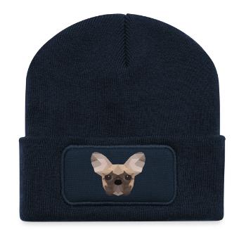 French Bulldog Low Poly - Recycled Patch Beanie - french navy - Front