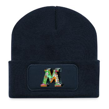 M Farbexplosion Doodle-Kunst - Recycelte Patch Beanie - French Navy - Vorne