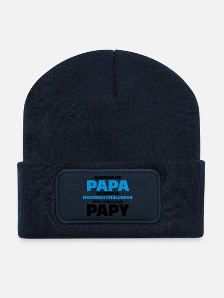 nouveau challenge être le meilleur papy - Beanie recyclé à patch - bleu marine