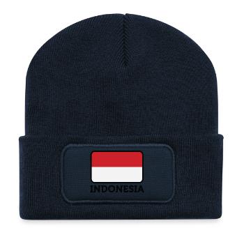 Drapeau national de l Indonésie - Beanie recyclé à patch - bleu marine - Devant