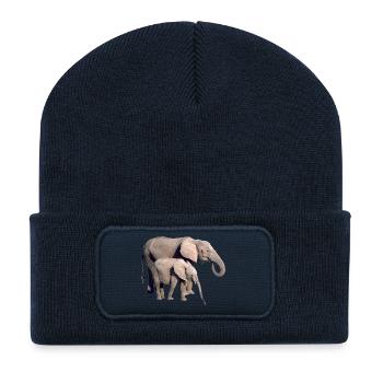 Elephant Family Silhouette - Recycled Patch Beanie - french navy - Front