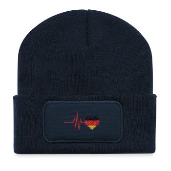 Mon cœur bat pour l'Allemagne - patrie allemande - Beanie recyclé à patch - bleu marine - Devant
