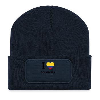i love home land geschenk COLOMBIA - Recycelte Patch Beanie - French Navy - Vorne
