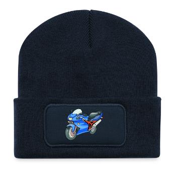 motocross motorcycles athlete sport motorrad40 - Recycelte Patch Beanie - French Navy - Vorne