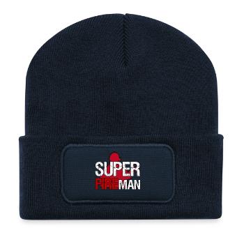 Cadeau de pompier super pompier - Beanie recyclé à patch - bleu marine - Devant