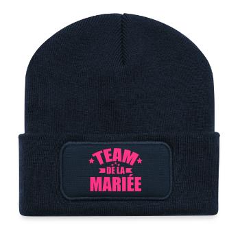 team de la mariée - Beanie recyclé à patch - bleu marine - Devant