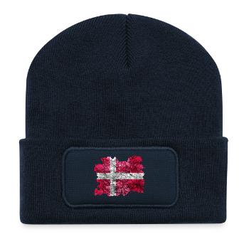 Danemark Drapeau Vintage - Beanie recyclé à patch - bleu marine - Devant