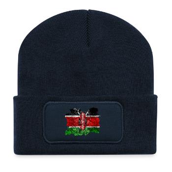 Kenia Vintage Flagge - Recycelte Patch Beanie - French Navy - Vorne