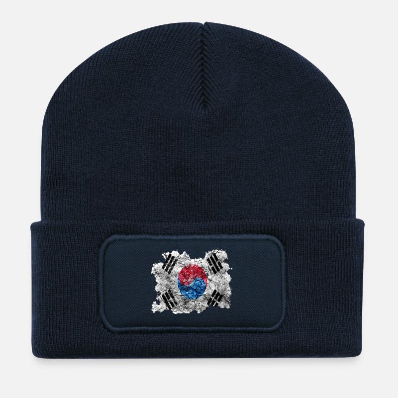 Korea (Süd-) Vintage Flagge - Recycelte Patch Beanie - French Navy