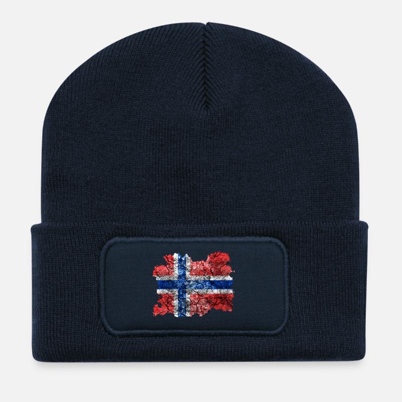 Norwegen Vintage Flagge - Recycelte Patch Beanie - French Navy