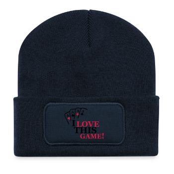 I love this game Cards - Recycelte Patch Beanie - French Navy - Vorne