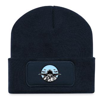 Jet pilote pilote / chasseur 01_weiß Noir - Beanie recyclé à patch - bleu marine - Devant