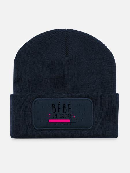 bebe en cours - Beanie recyclé à patch - bleu marine