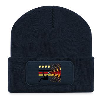 Football Allemagne noir rouge or - Beanie recyclé à patch - bleu marine - Devant