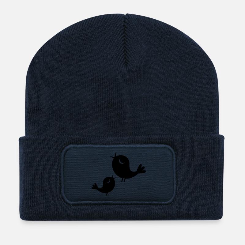 Vögelchen beim Twittern - Recycelte Patch Beanie - French Navy