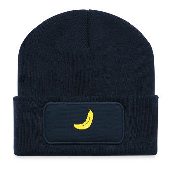 Banane Pixel Art | unisexe - Beanie recyclé à patch - bleu marine - Devant