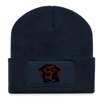 Labrador braun, blond oder schwarz - Recycelte Patch Beanie - French Navy - Vorne