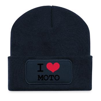I Love Motorcycles! - Recycled Patch Beanie - french navy - Front