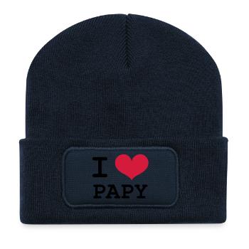 I Love Papy! - Recycled Patch Beanie - french navy - Front