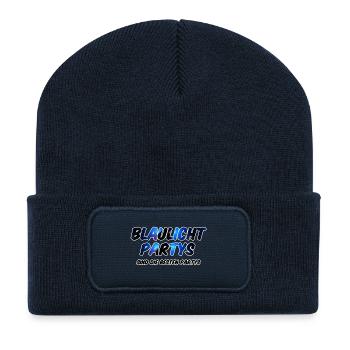 Blaulicht Party Polizei Feuerwehr Sanitäter - Recycelte Patch Beanie - French Navy - Vorne