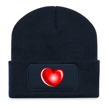 coeur gonflé.png - Beanie recyclé à patch - bleu marine - Devant