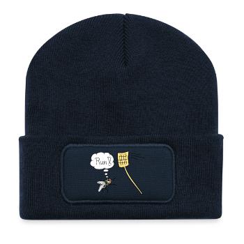 Fliege lustig Renn Run Vektor Fliegenklatsche - Recycled Patch Beanie - french navy - Front