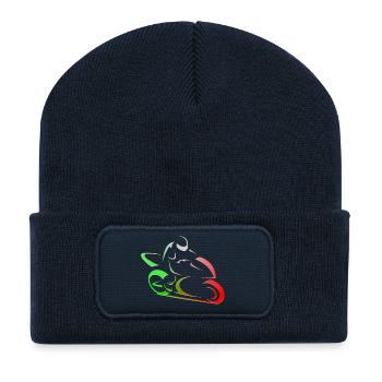Motard moto Italie - Beanie recyclé à patch - bleu marine - Devant