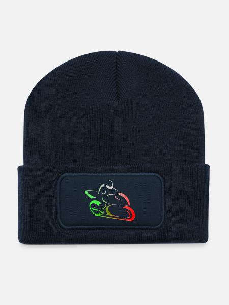 Italy motorcycle biker - Recycled Patch Beanie - french navy