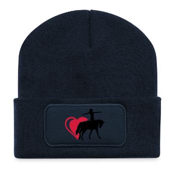 Herz Voltigieren - Recycelte Patch Beanie - French Navy - Vorne