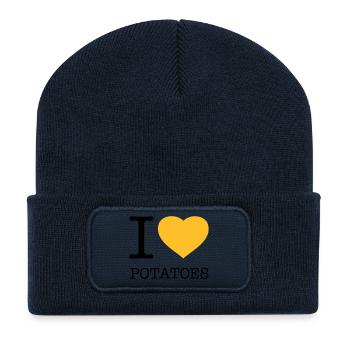 J’AIME LES POMMES DE TERRE Pommes de terre Purée de pommes de terre - Beanie recyclé à patch - bleu marine - Devant