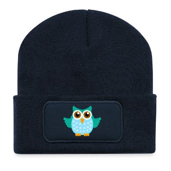 Eule - Recycelte Patch Beanie - French Navy - Vorne