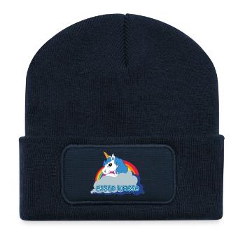 Erste Klasse! (Always be you) - Recycelte Patch Beanie - French Navy - Vorne