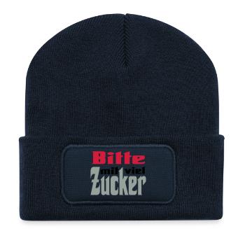 Bitte viel Zucker - Recycelte Patch Beanie - French Navy - Vorne