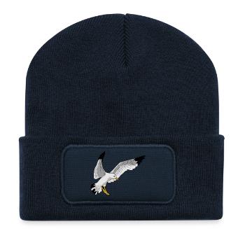 Stylish seabird silhouette of a seagull - Recycled Patch Beanie - french navy - Front