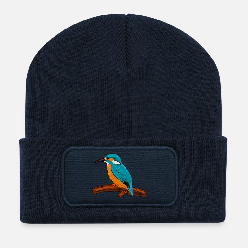 eisvogel vogel bunt - Recycelte Patch Beanie - French Navy