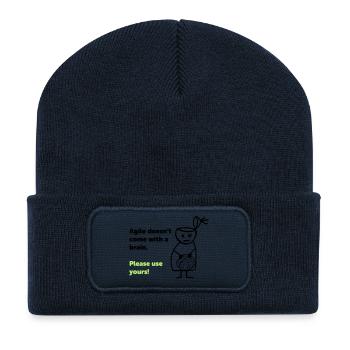 Agile doesn't come with a brain - please use yours - Recycled Patch Beanie - french navy - Front