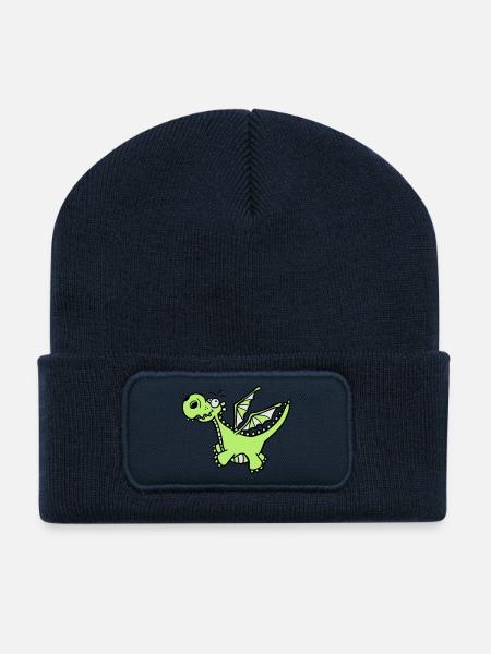 Mächtiger Drache - Recycelte Patch Beanie - French Navy