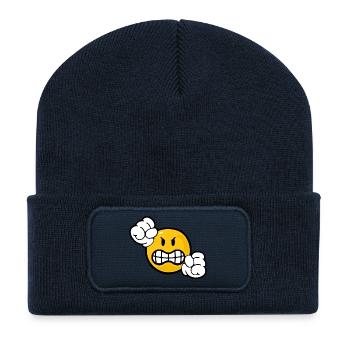 Smiley Anger - Recycled Patch Beanie - french navy - Front
