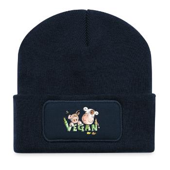 Vegan - Recycled Patch Beanie - french navy - Front